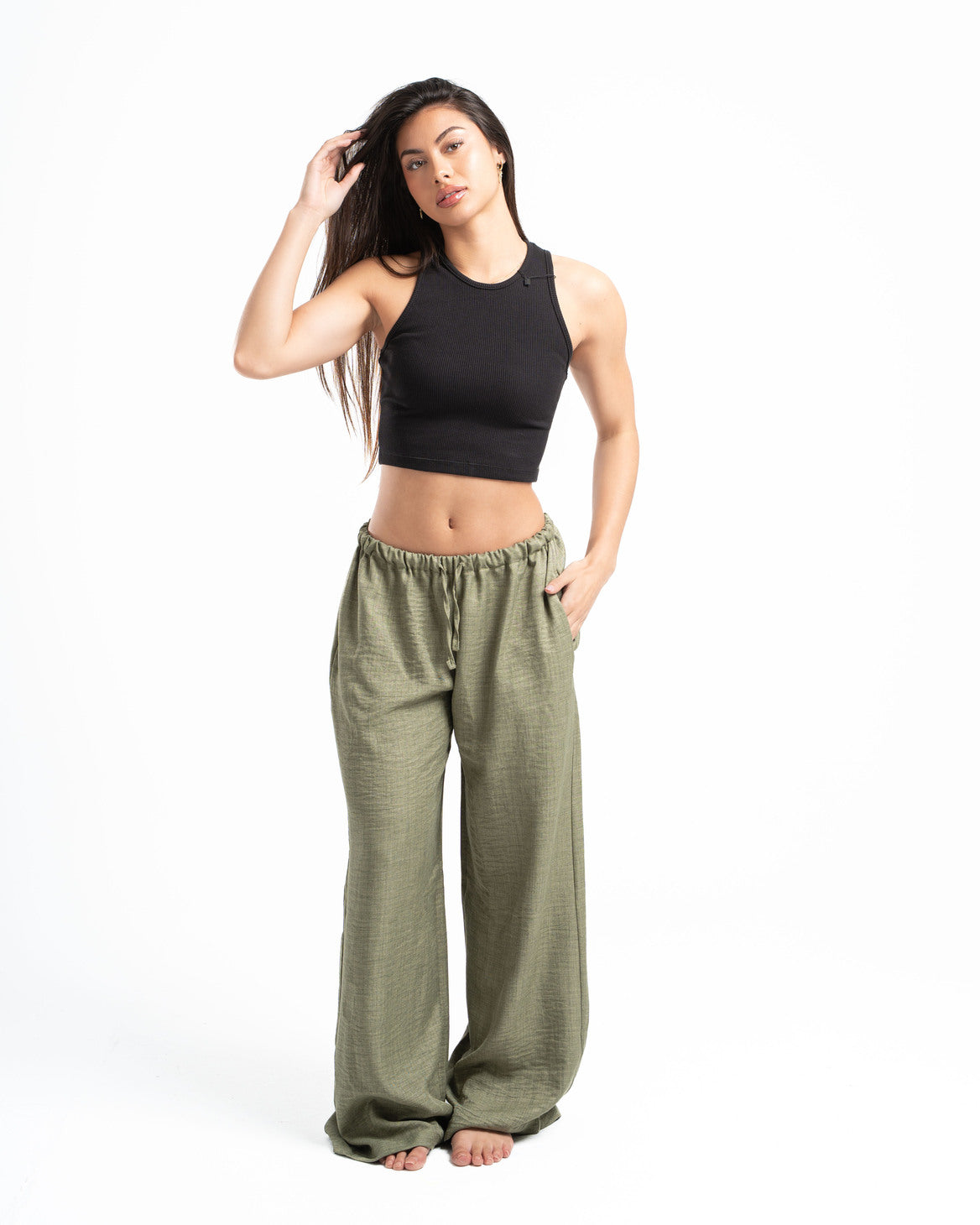 Olive Linen Pants