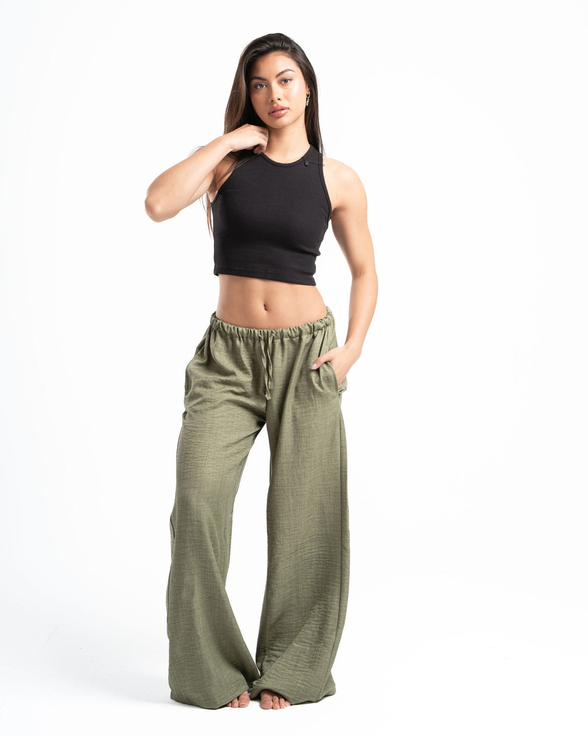 Olive Linen Pants
