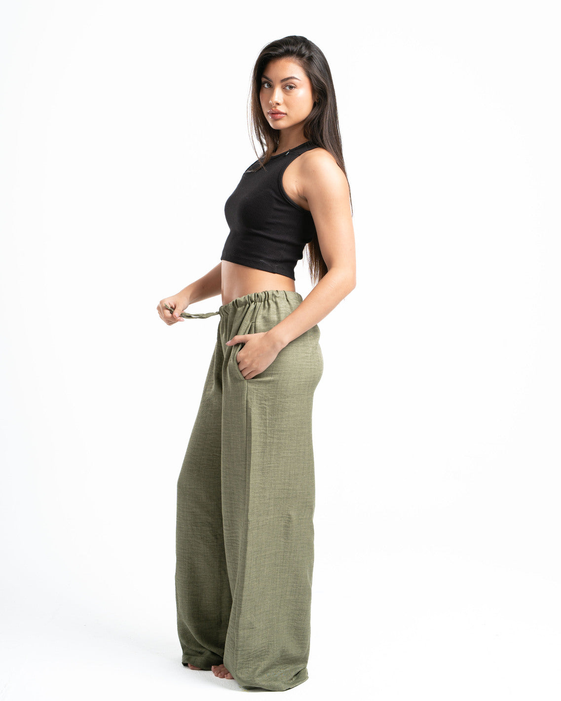 Olive Linen Pants