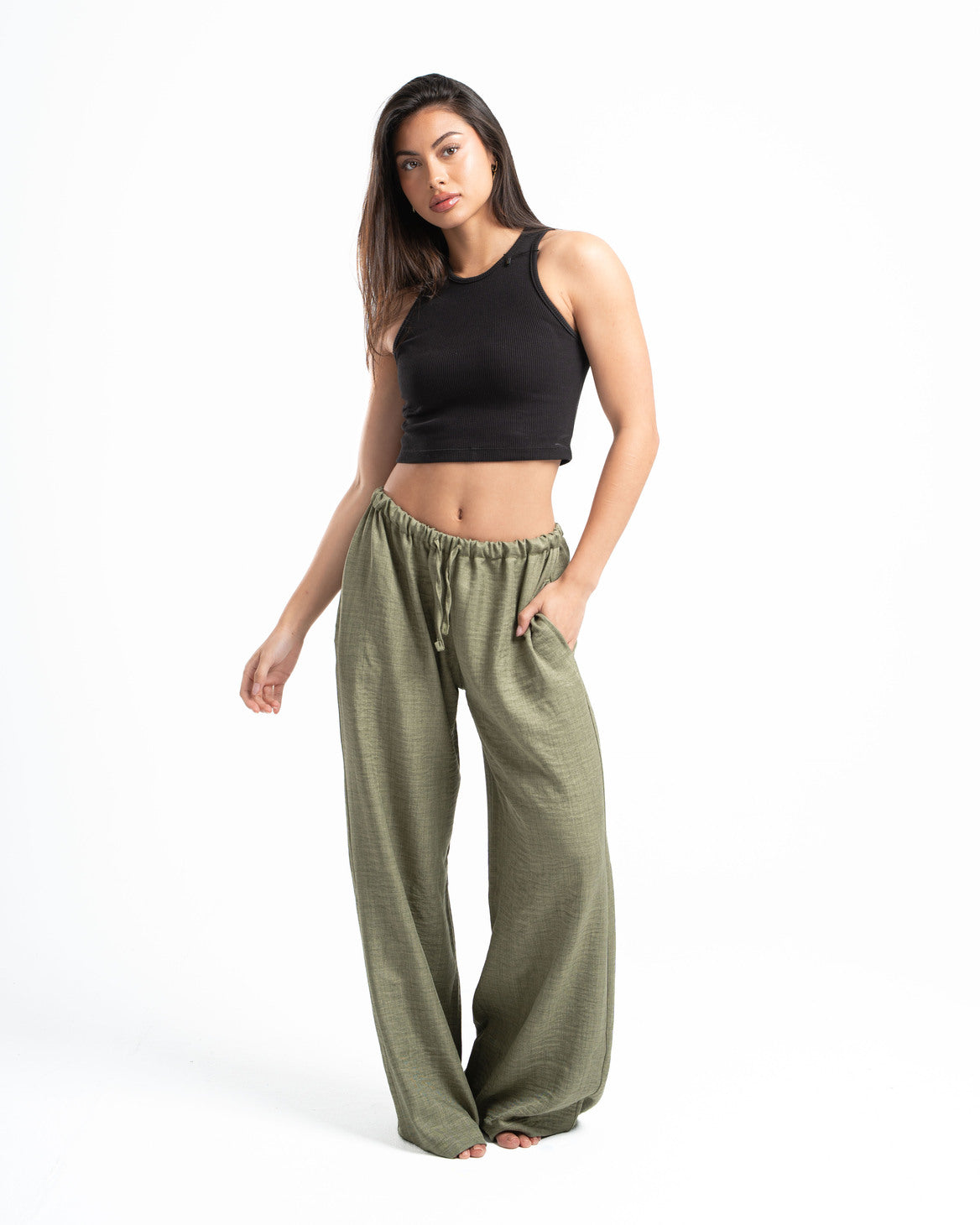 Olive Linen Pants