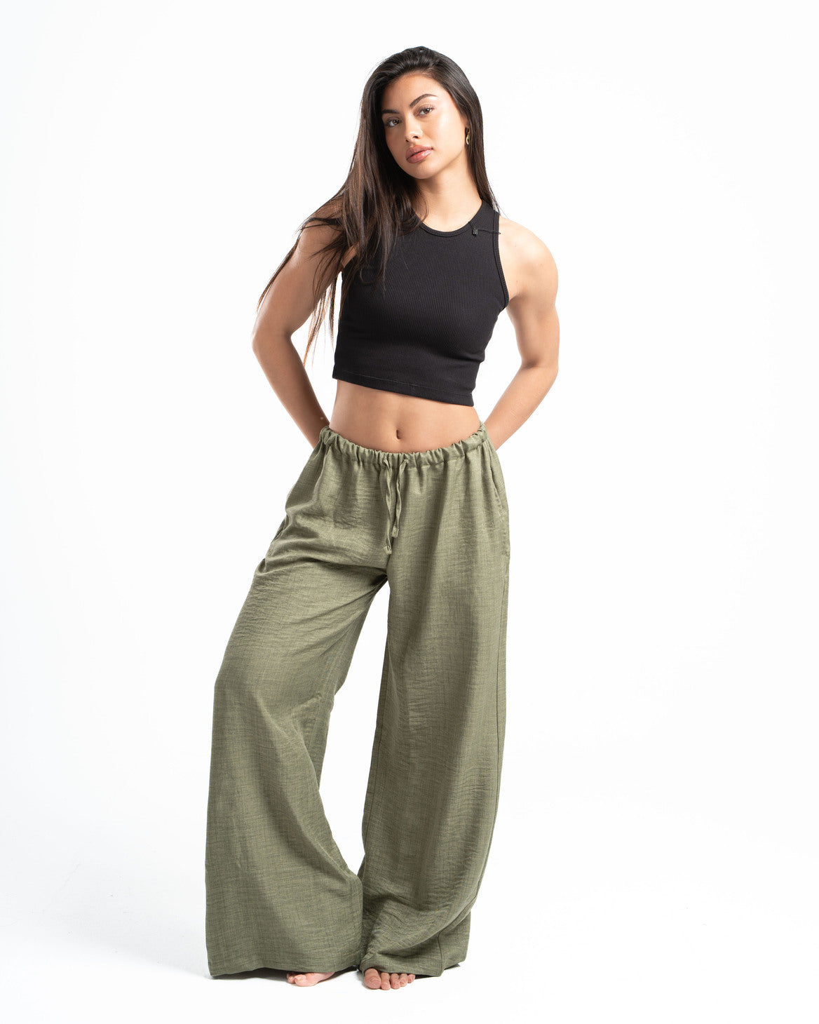 Olive Linen Pants