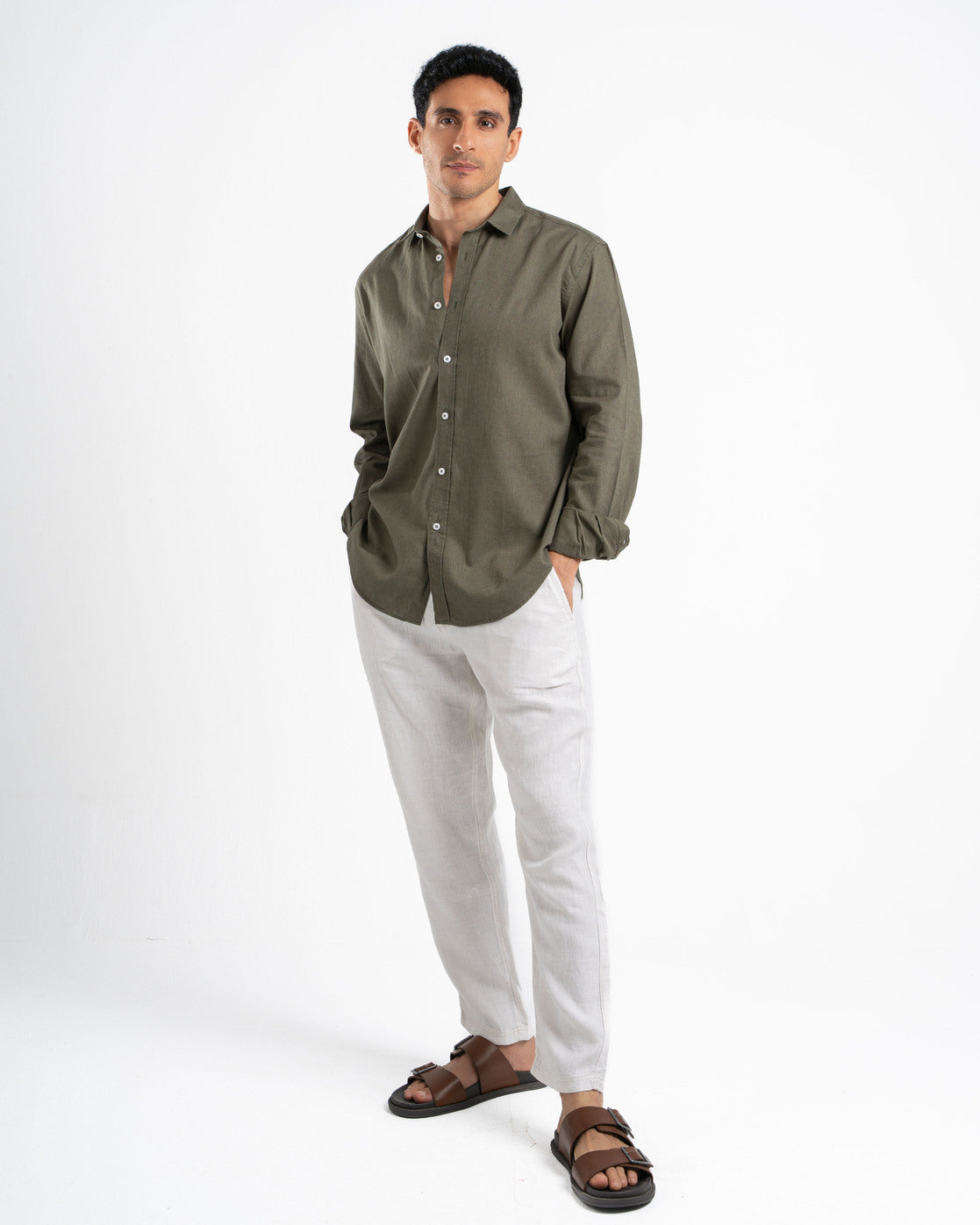 Olive Linen Shirt