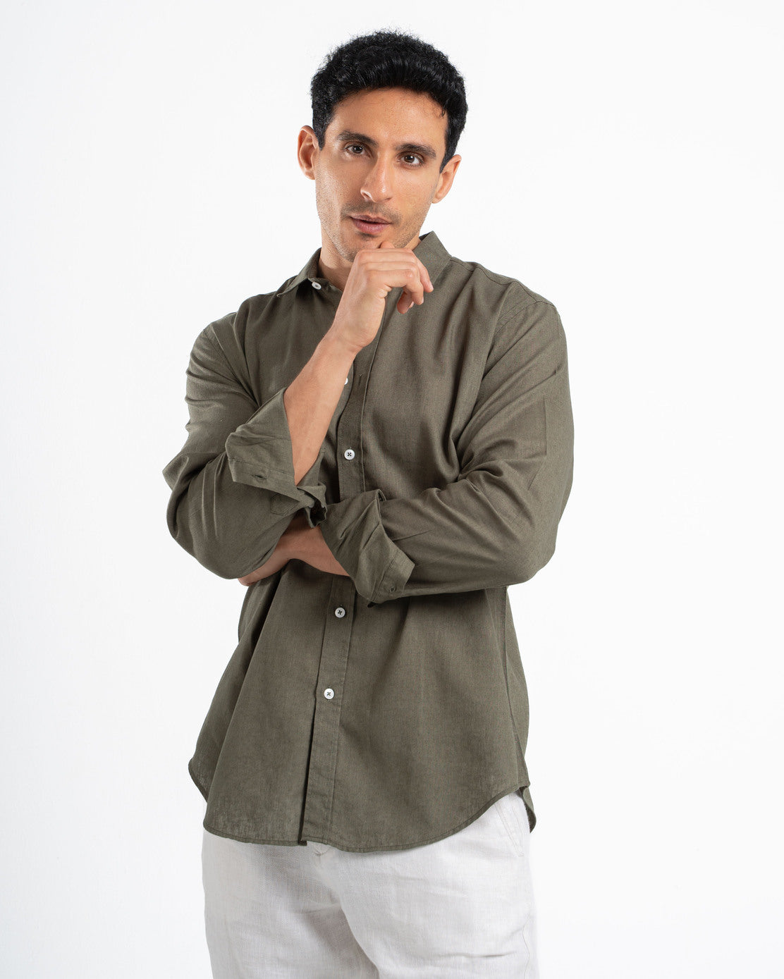 Olive Linen Shirt