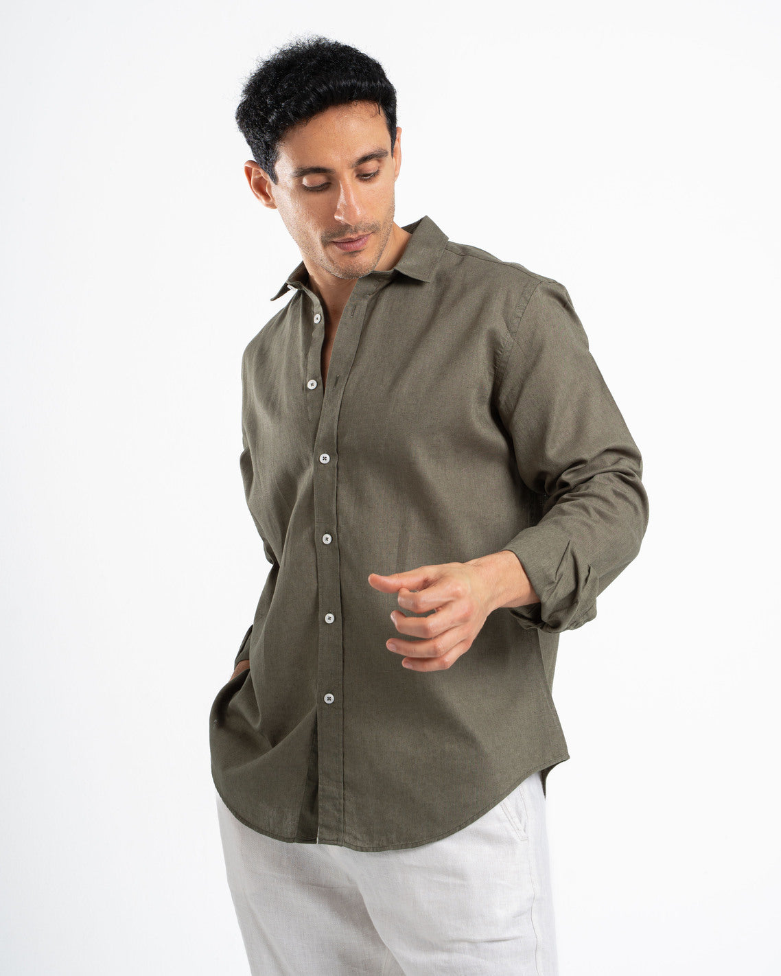 Olive Linen Shirt