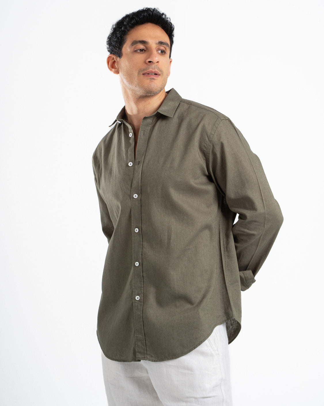 Olive Linen Shirt