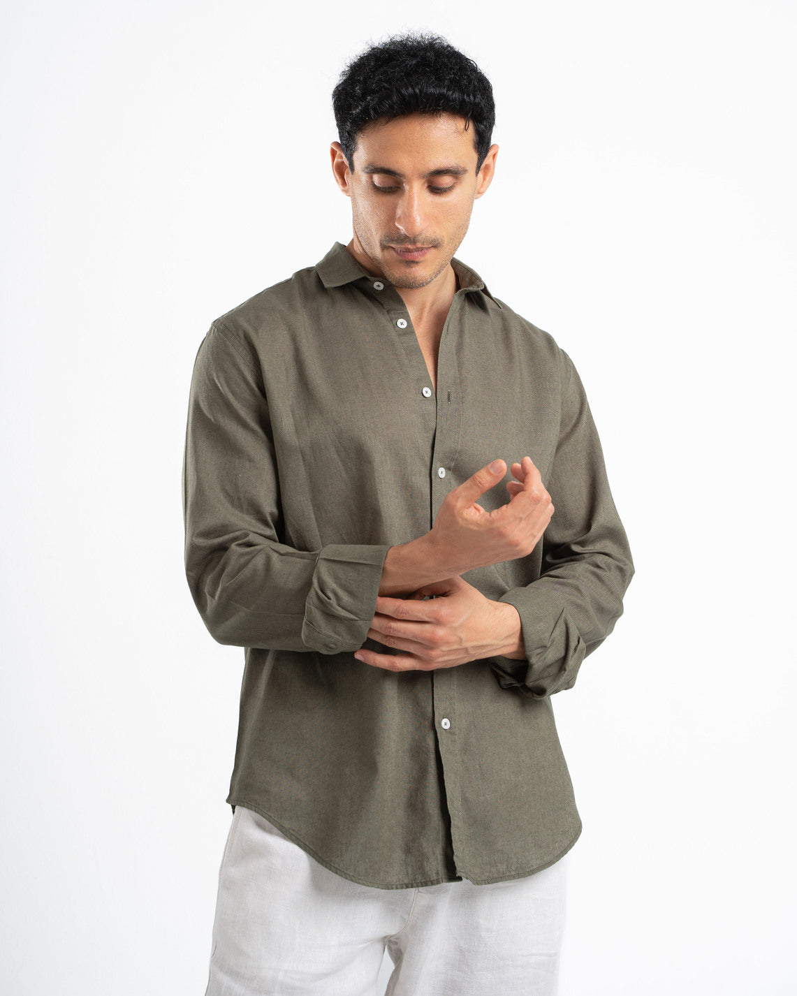 Olive Linen Shirt