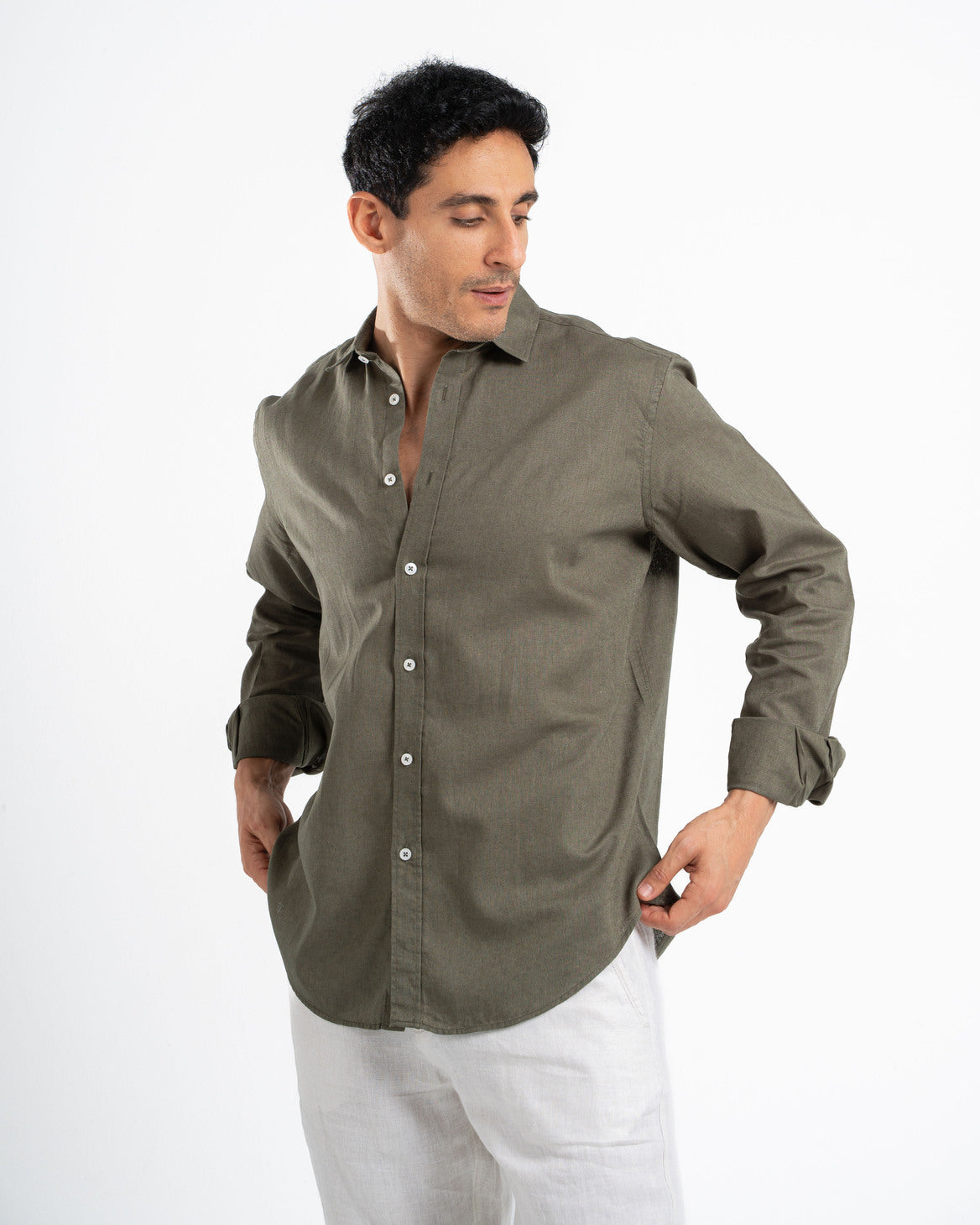 Olive Linen Shirt