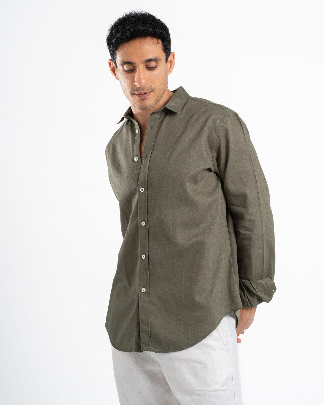 Olive Linen Shirt