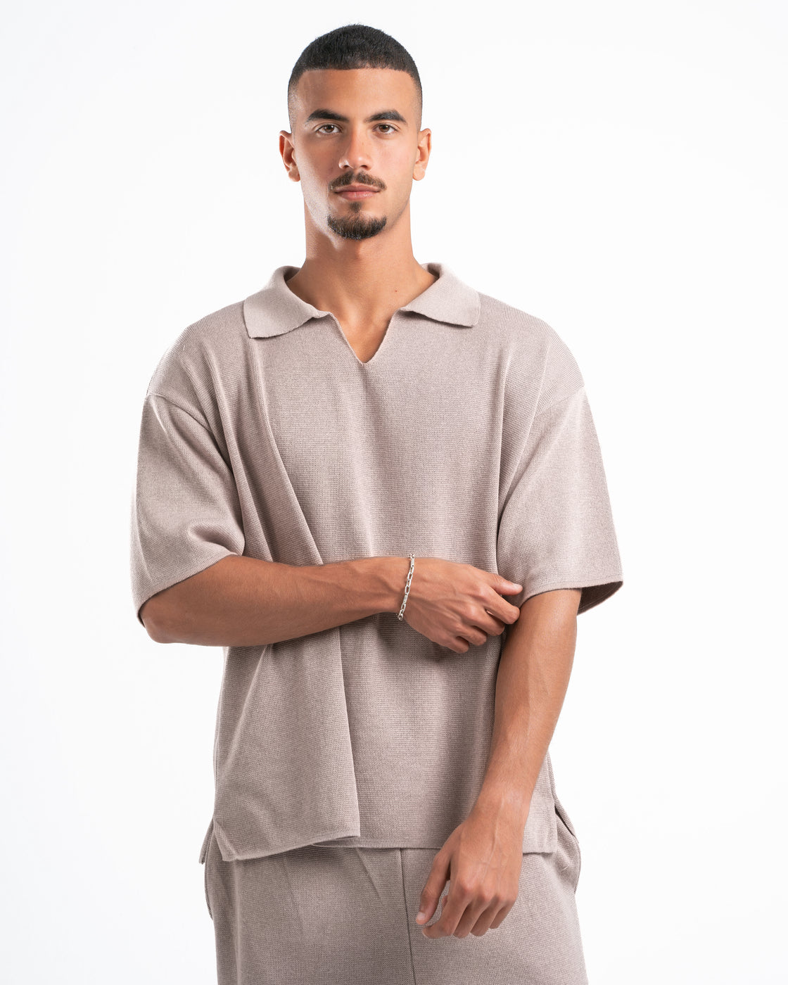 Beige Knit Polo