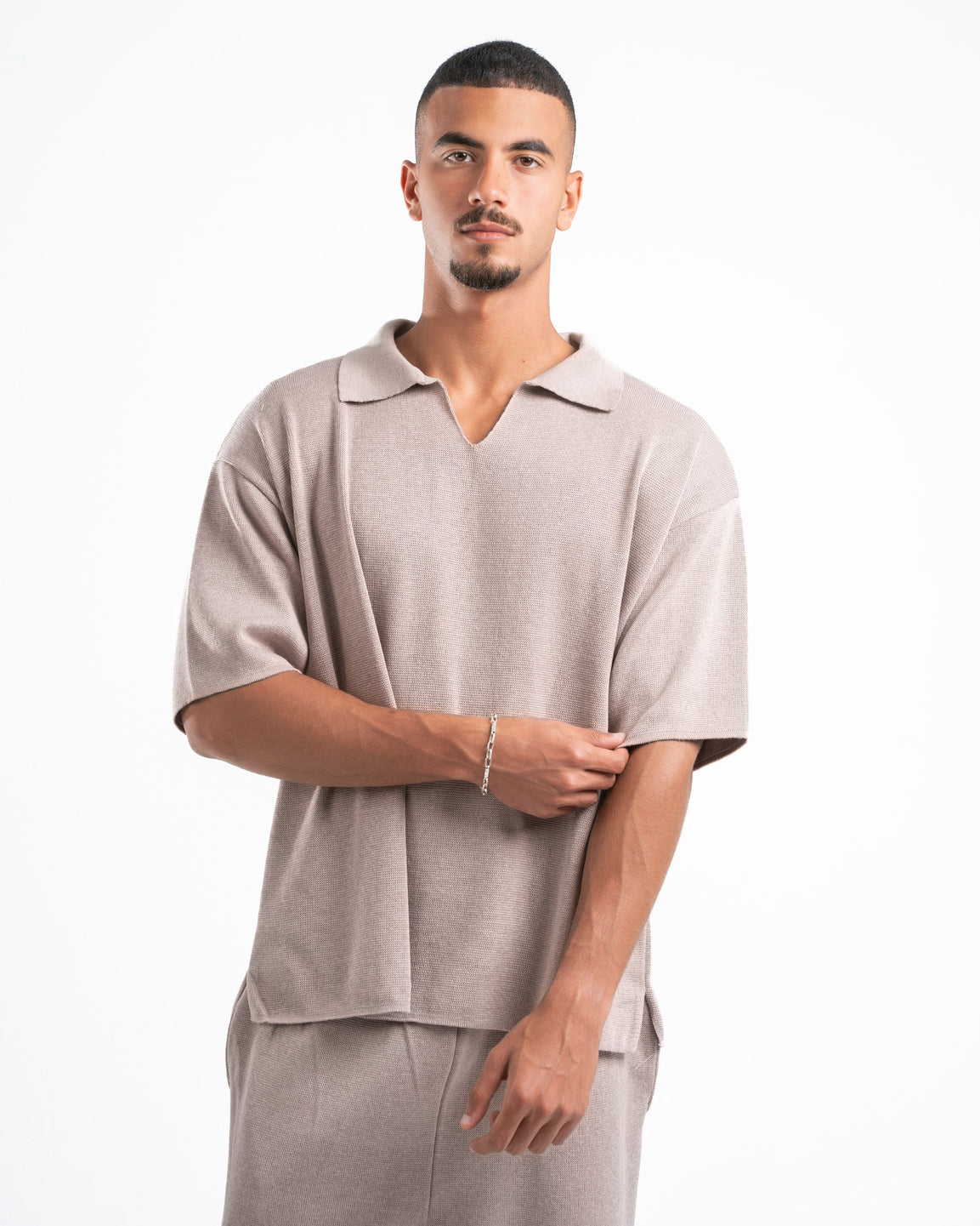Beige Knit Polo