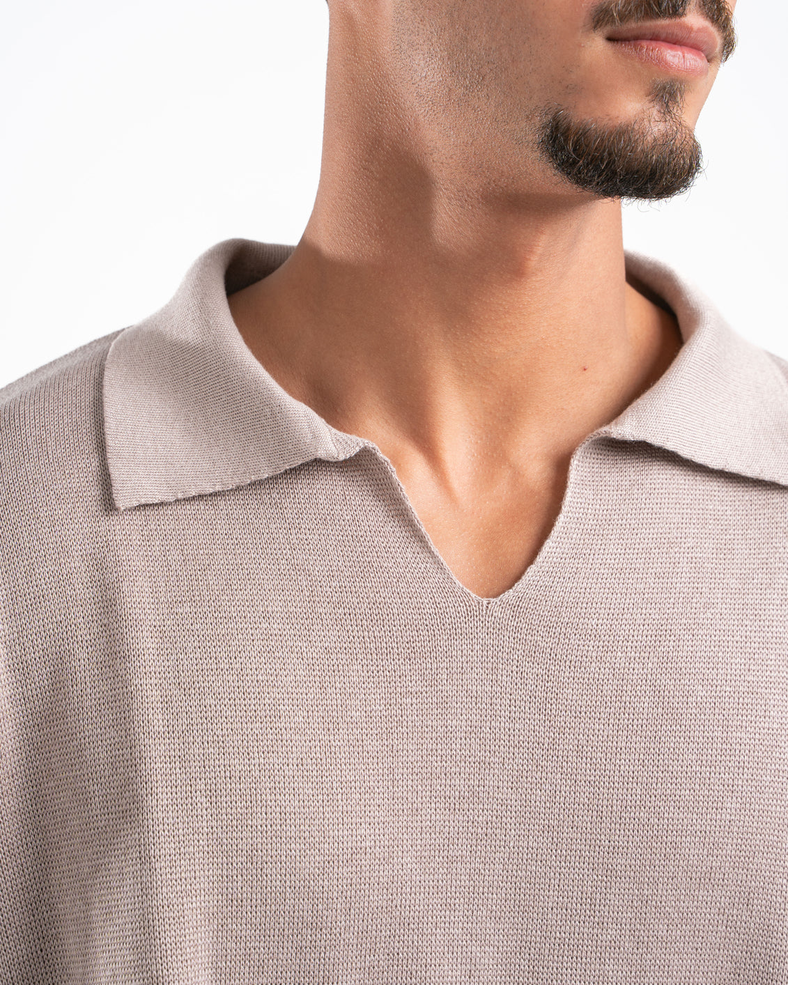 Beige Knit Polo