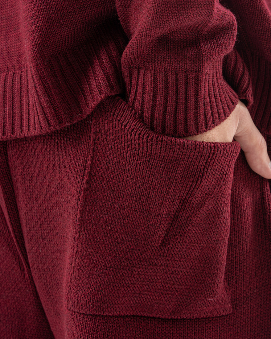 PSYCH BURGUNDY KNITTED PANTS