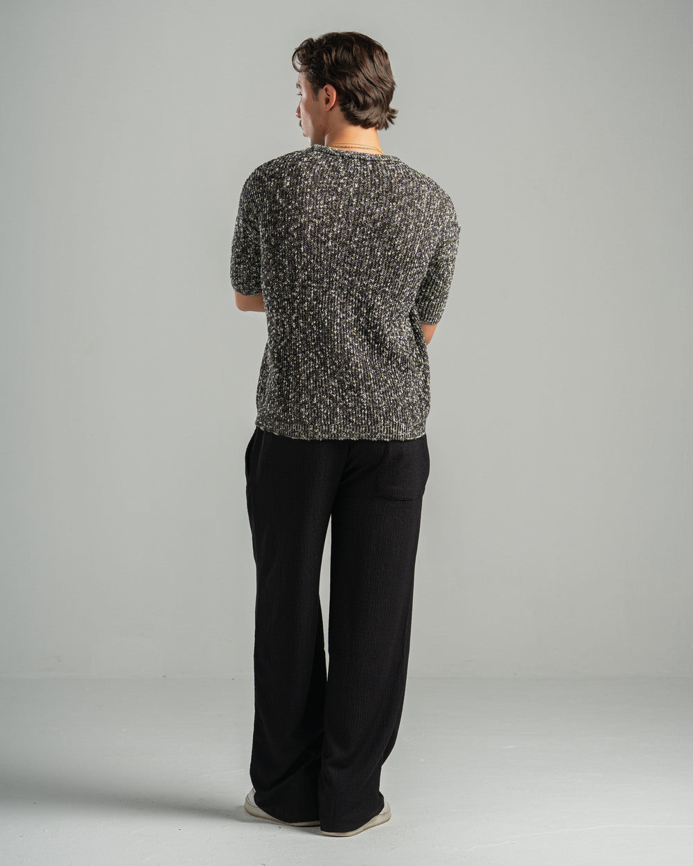 Black Snowfleck Knit Tee