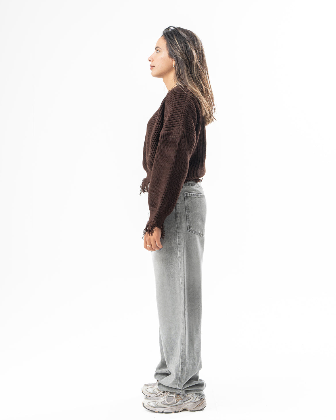 Ripped Pullover in Brown