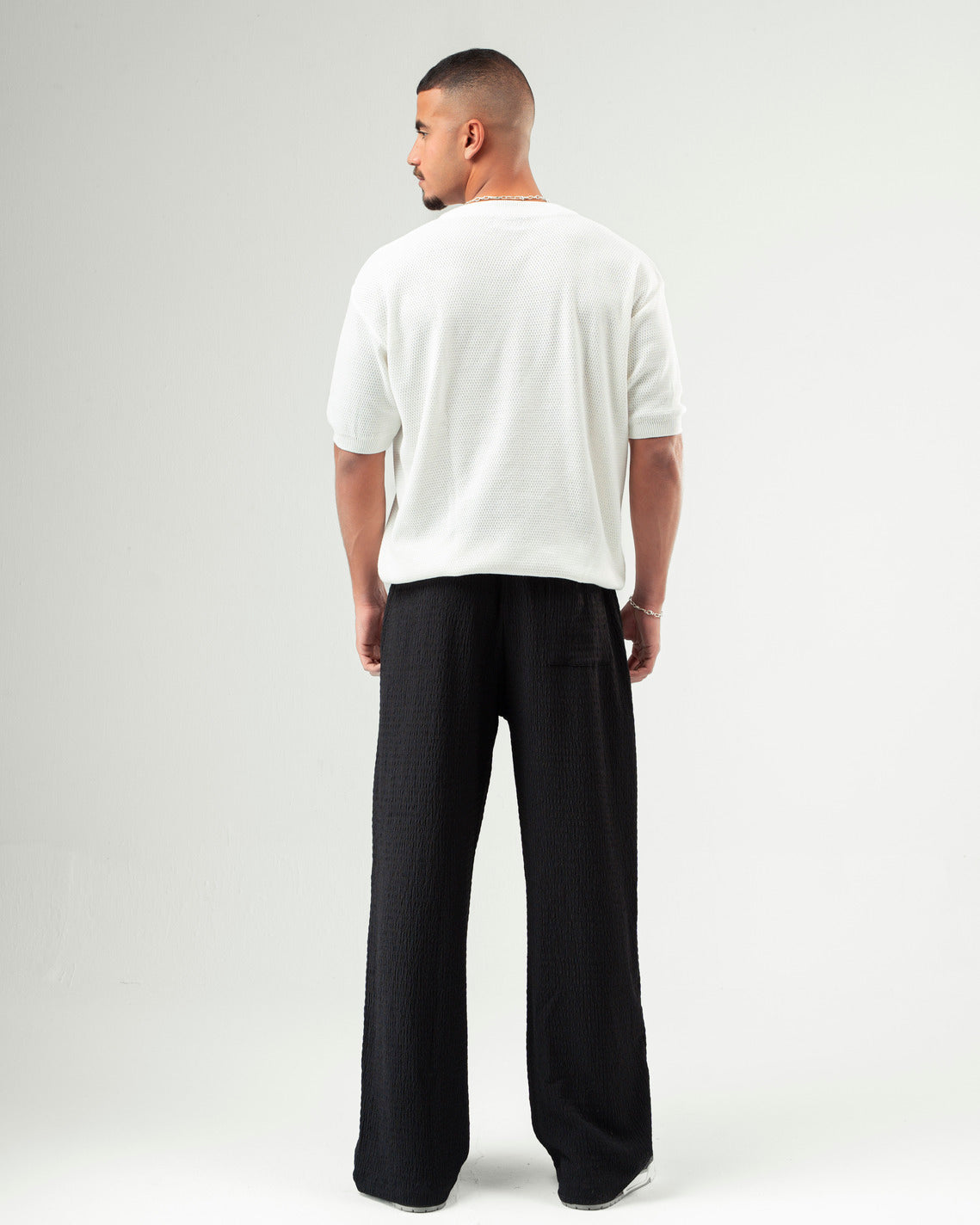 Black Textured Pants