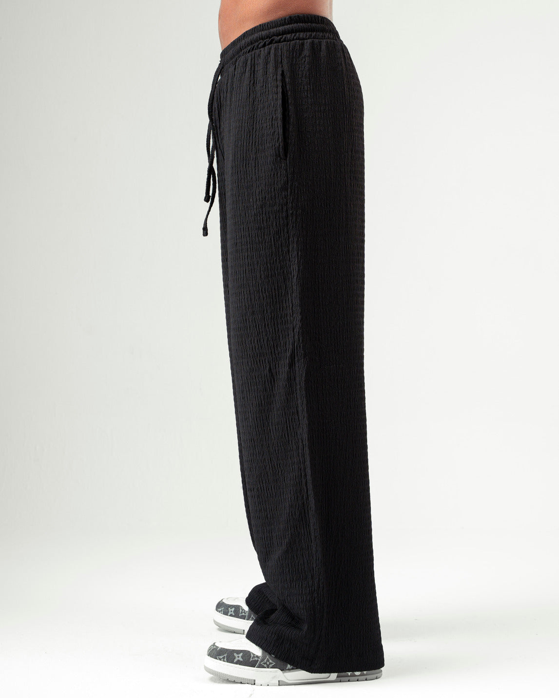 Black Textured Pants
