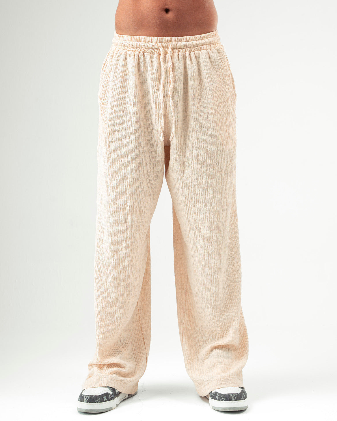 Creme Textured Pants