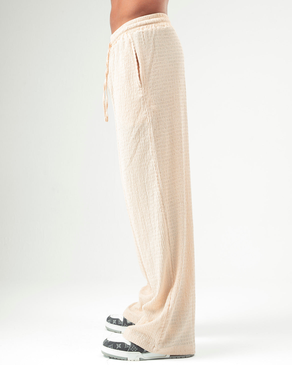 Creme Textured Pants