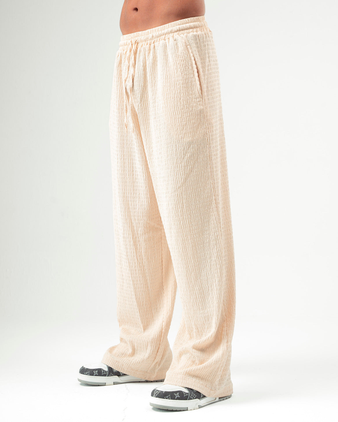 Creme Textured Pants
