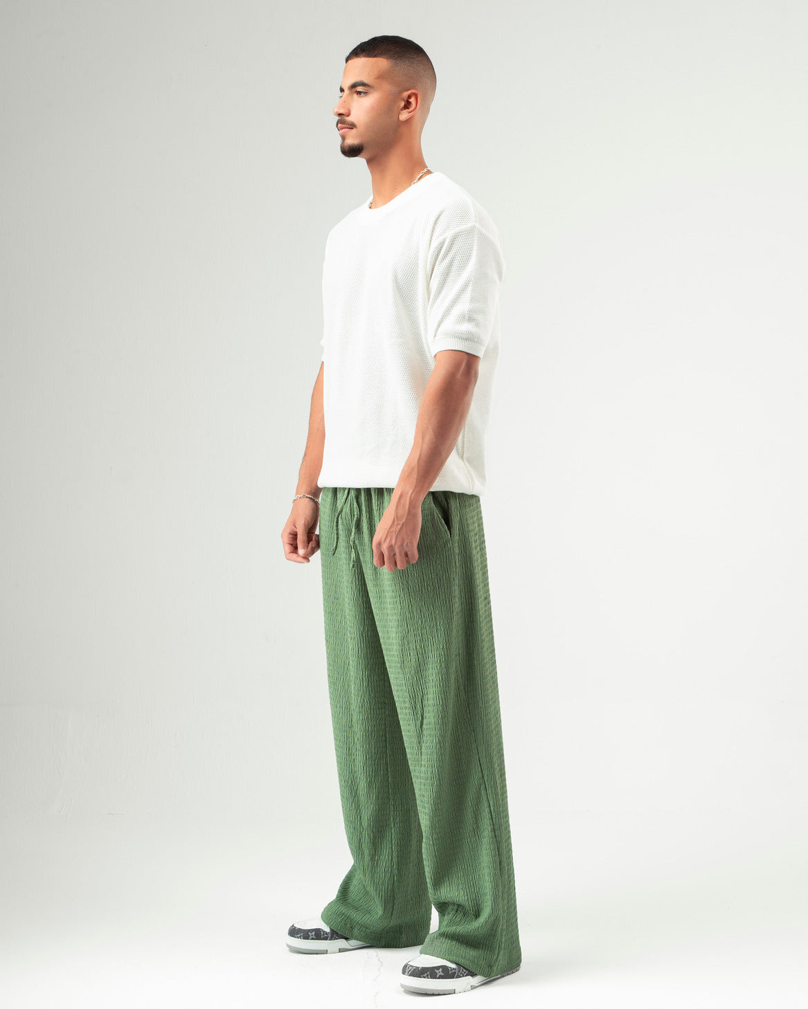 Olive Textured Pants