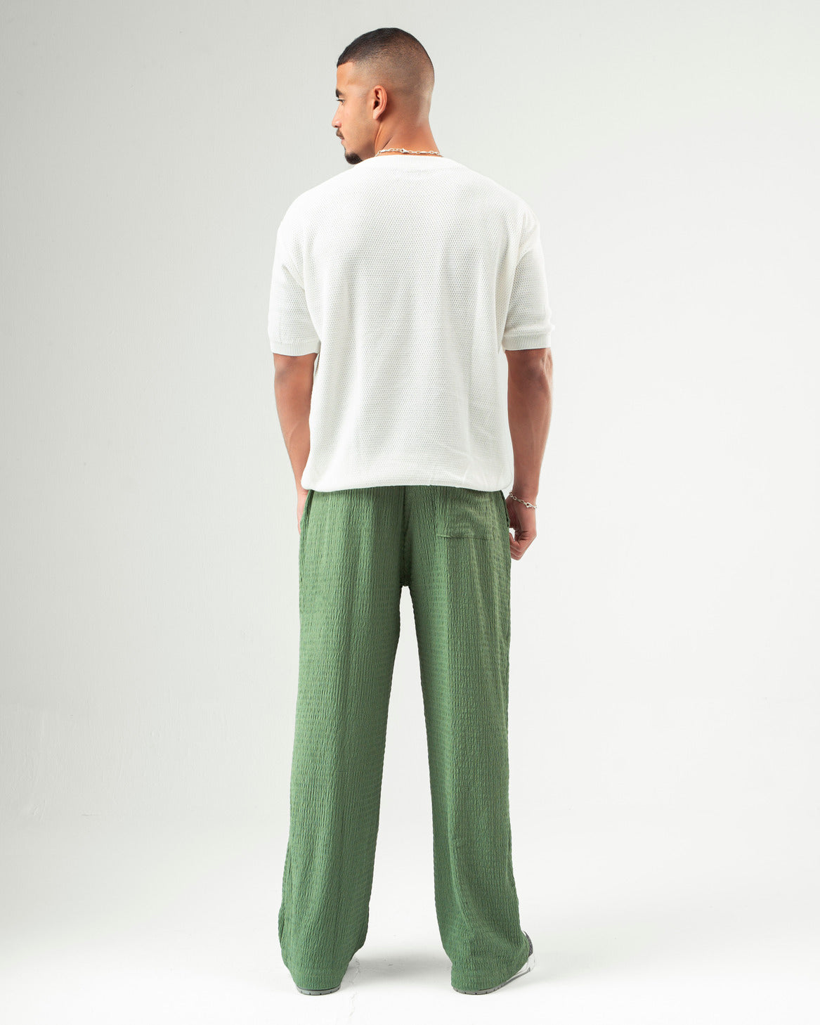 Olive Textured Pants