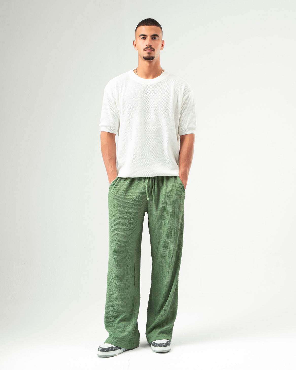 Olive Textured Pants