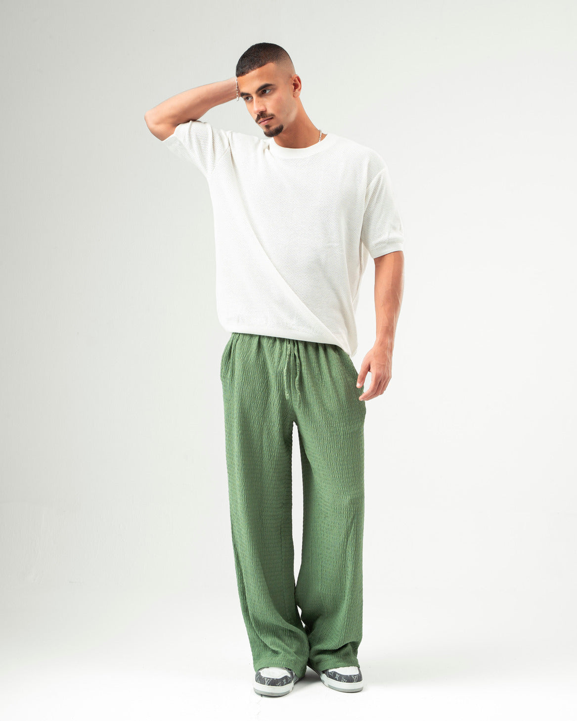 Olive Textured Pants