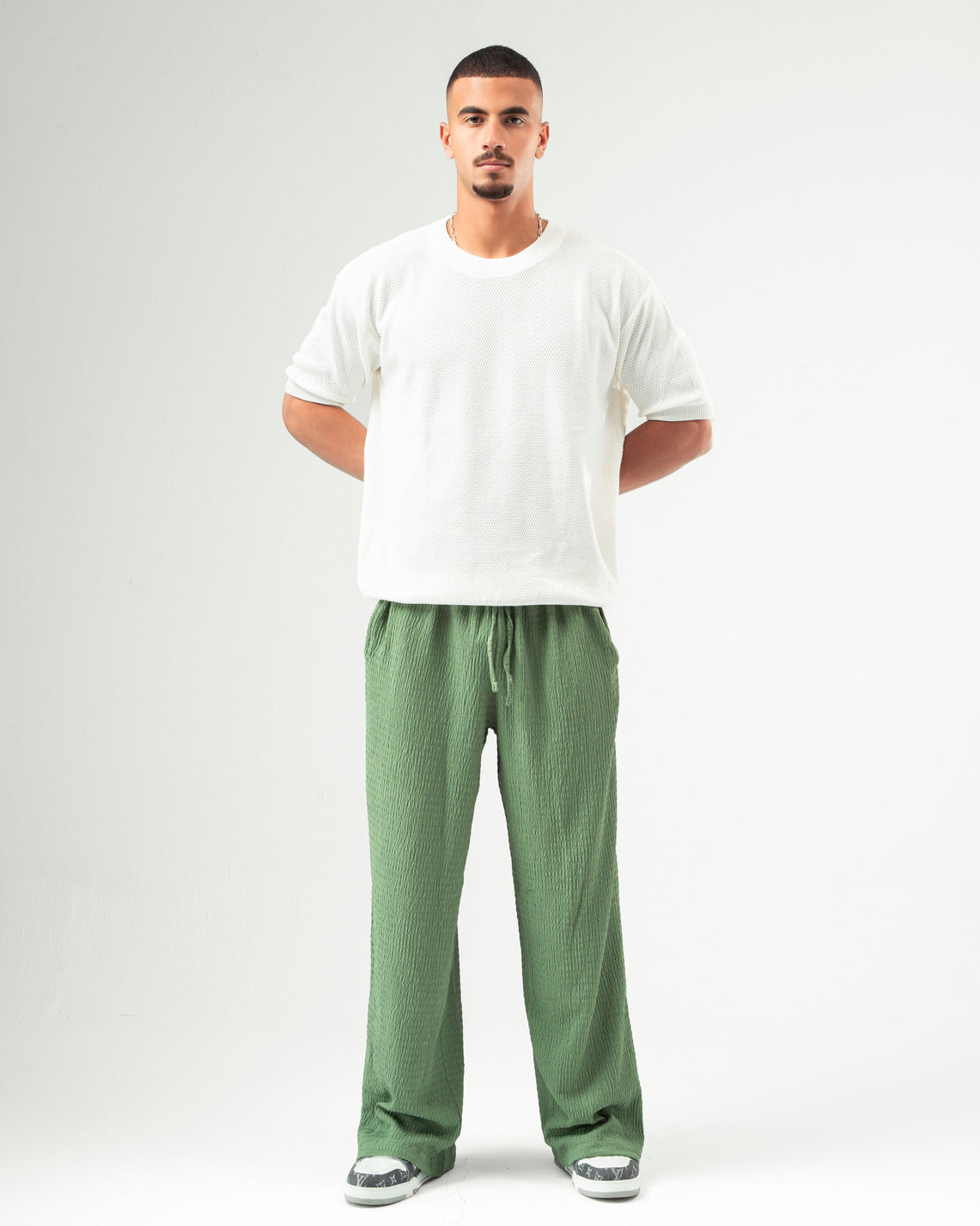 Olive Textured Pants
