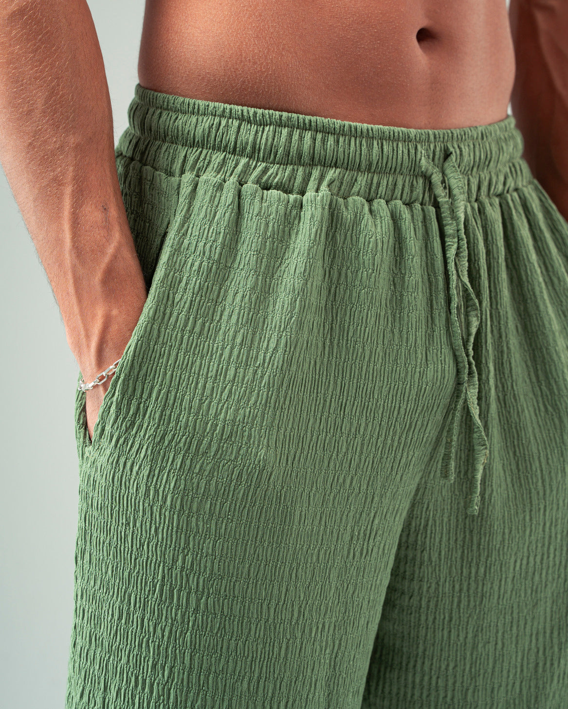 Olive Textured Pants