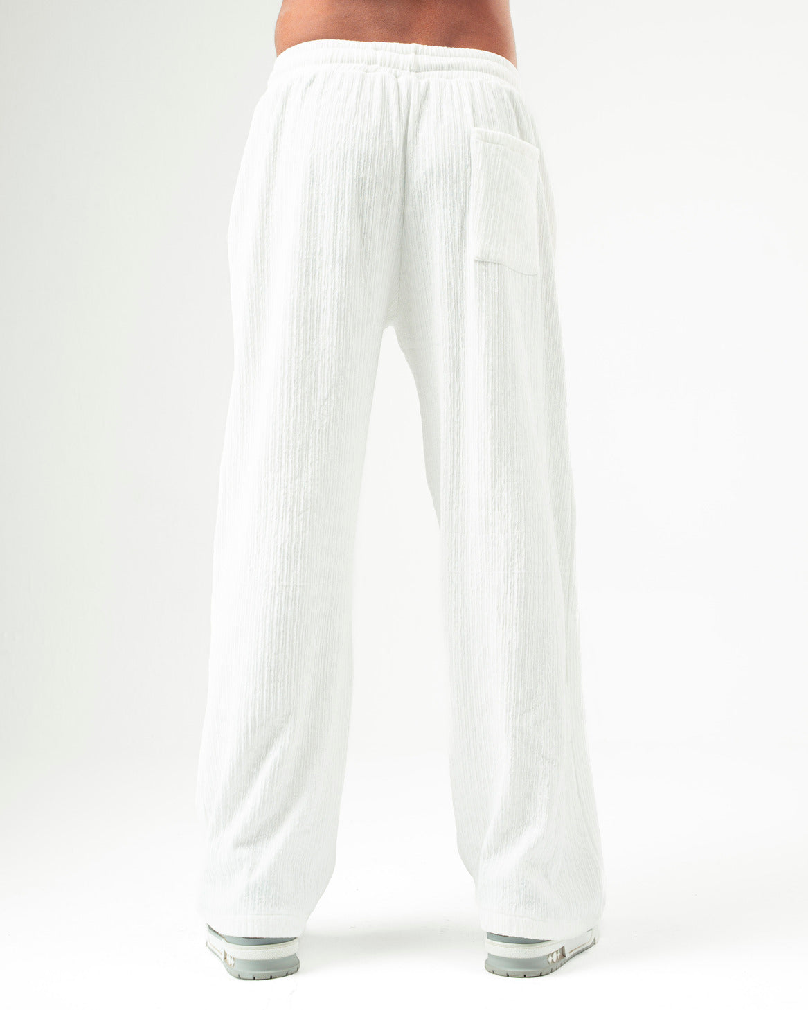 White Textured Pants