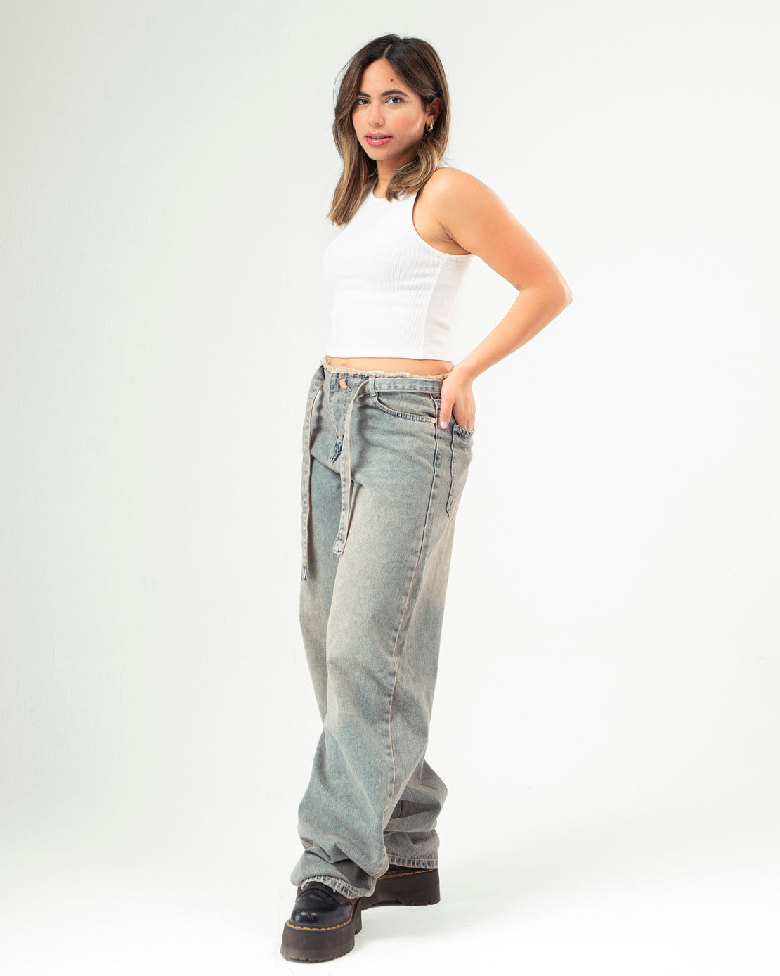 No Waist Jeans in Copper Wash