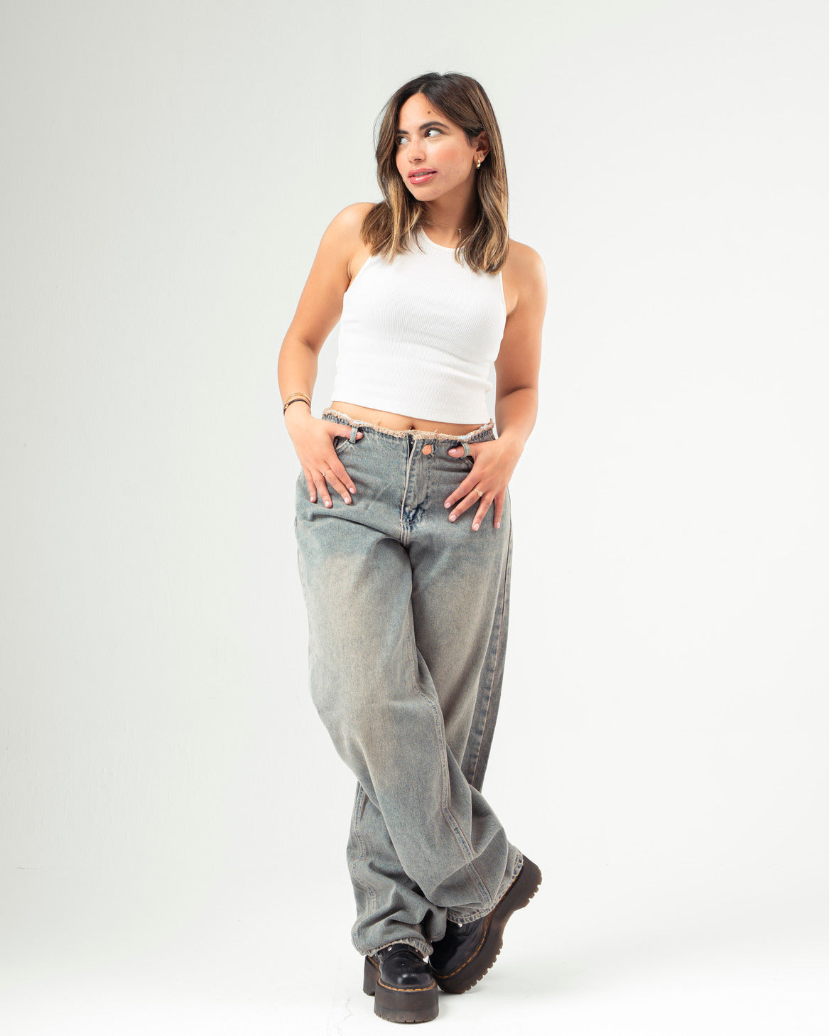 No Waist Jeans in Copper Wash