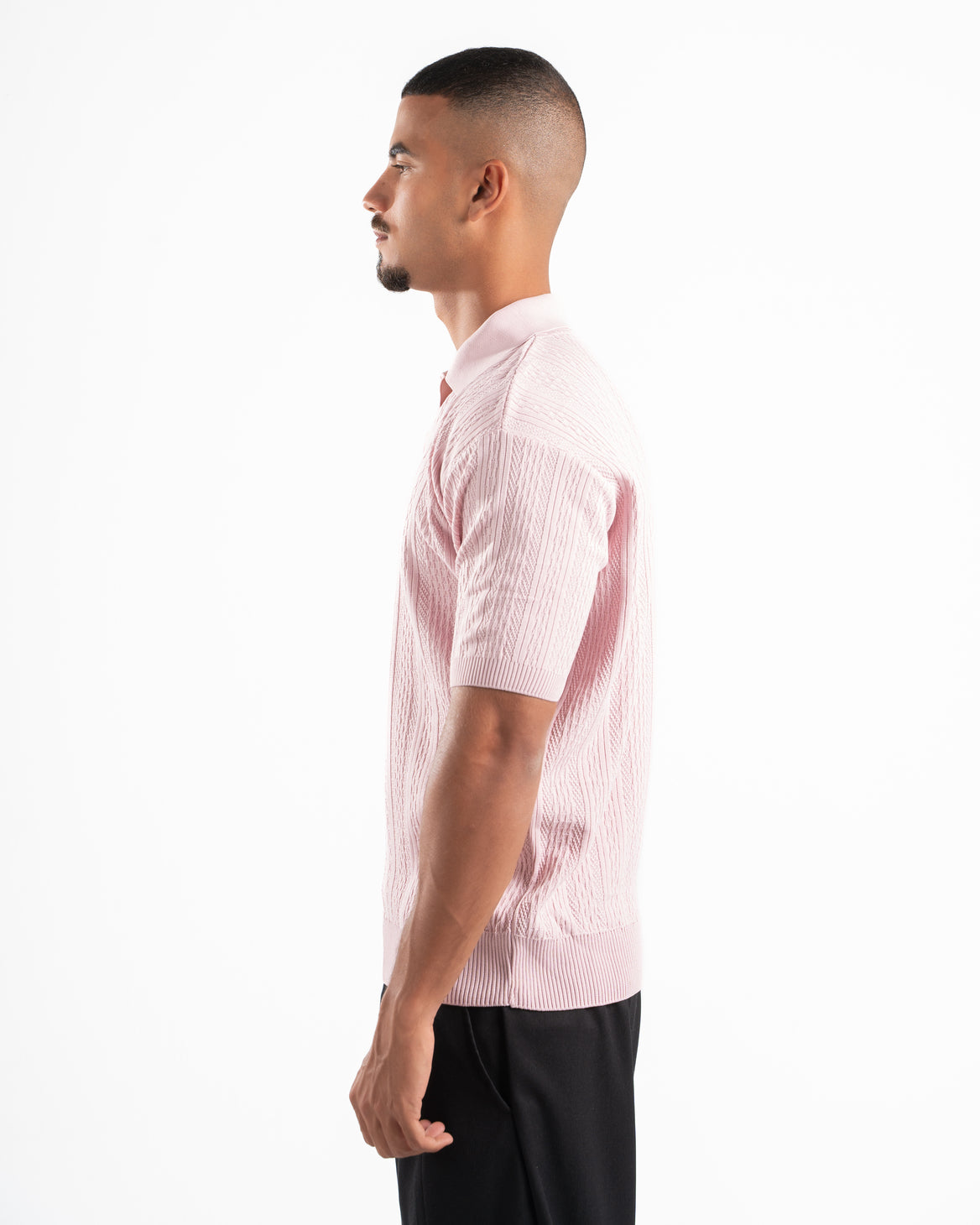 Pink Patterned Knit Polo