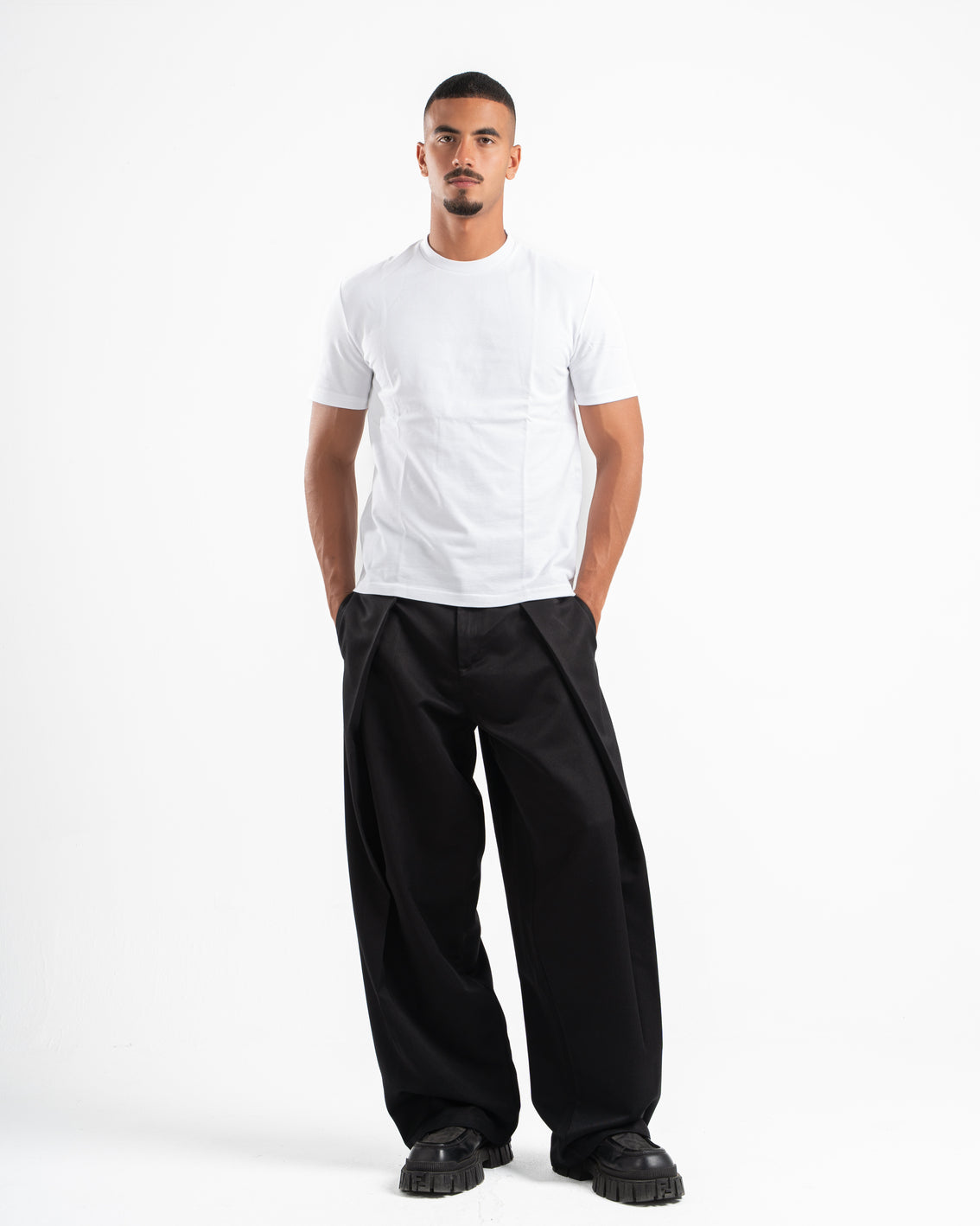 Black Wide Leg Pleated Pants