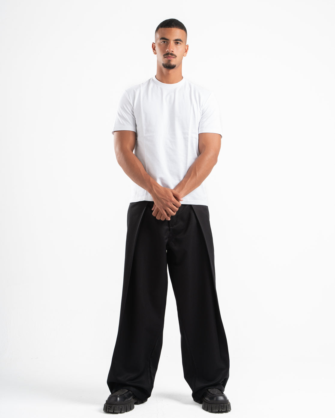 Black Wide Leg Pleated Pants
