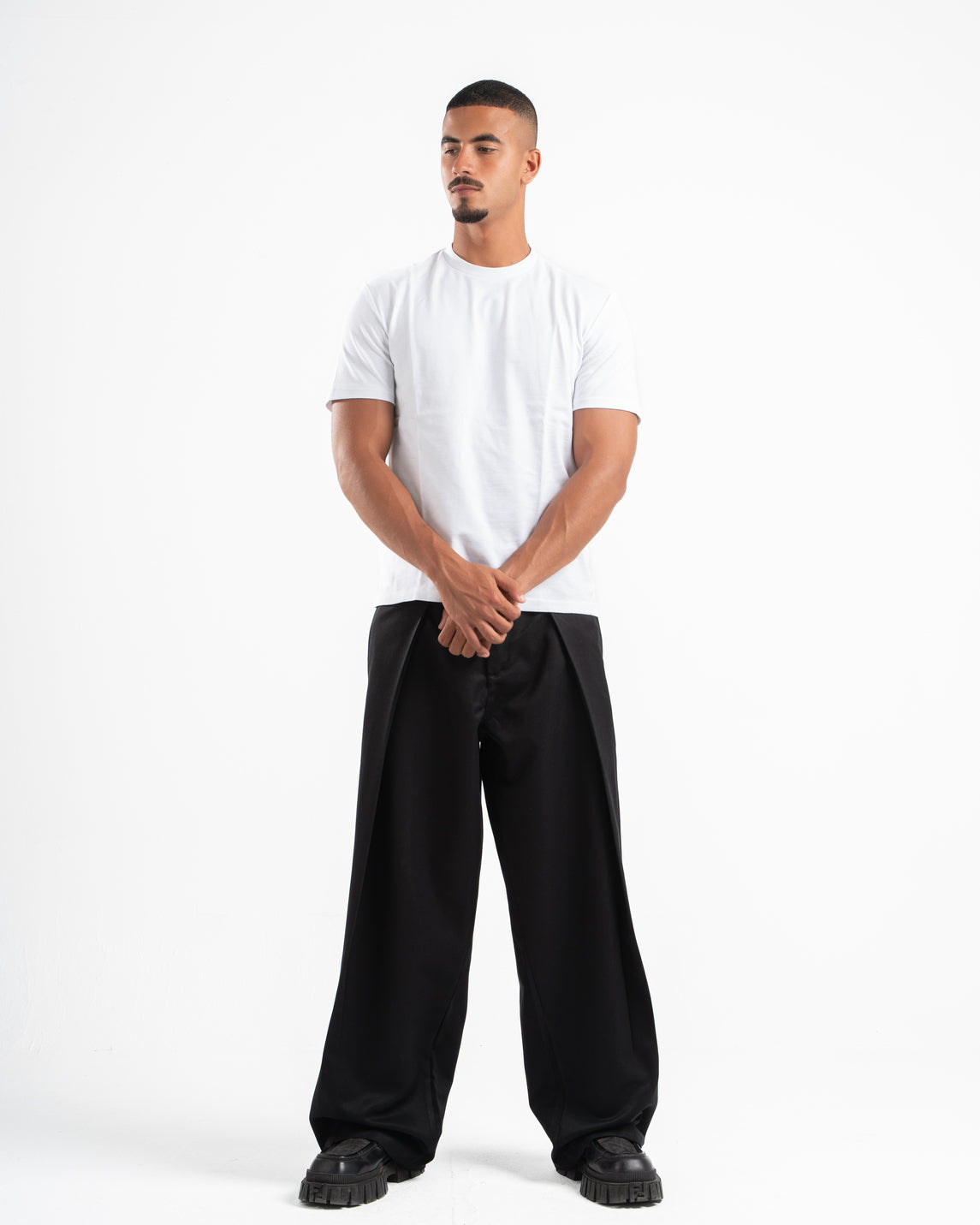 Black Wide Leg Pleated Pants