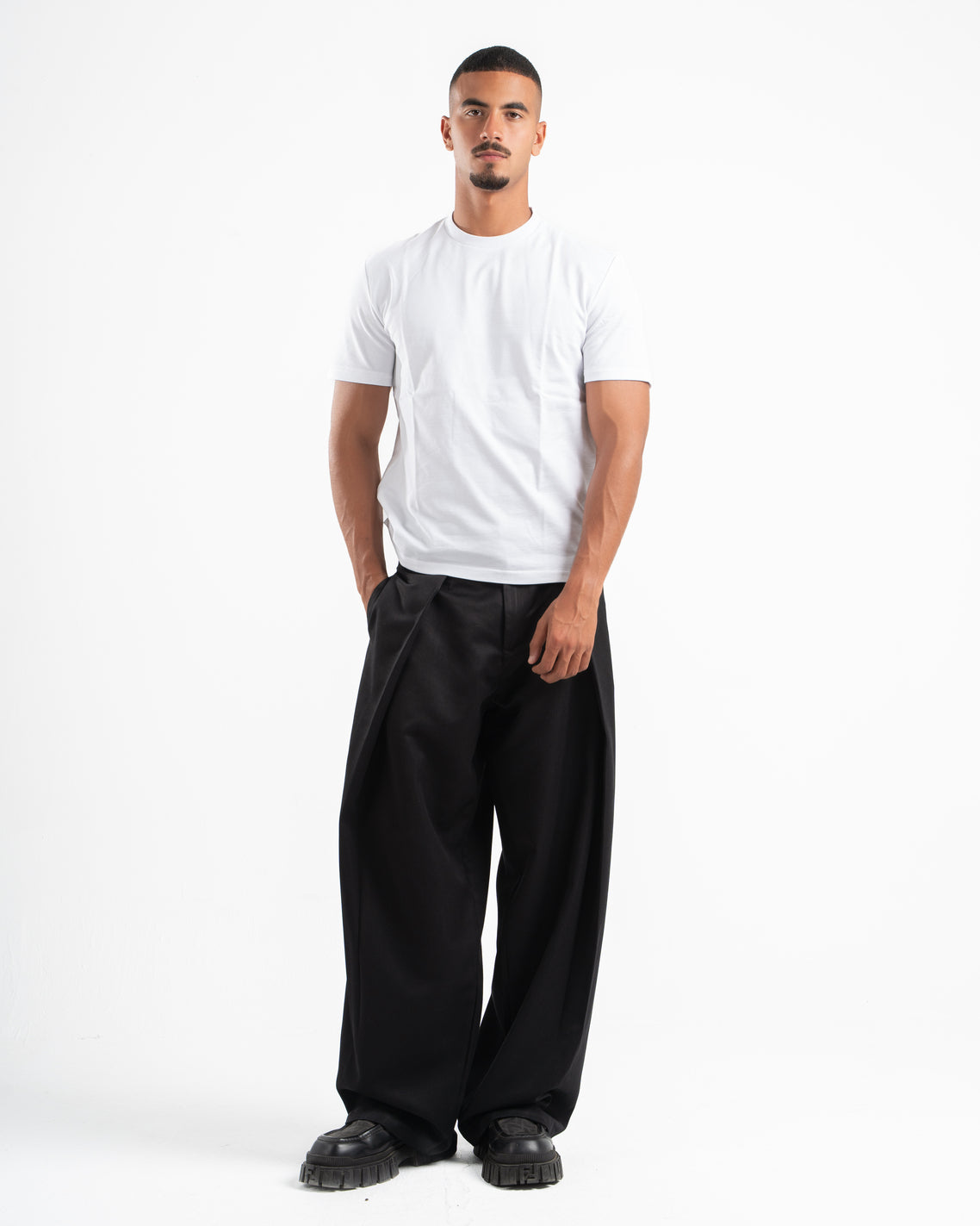 Black Wide Leg Pleated Pants