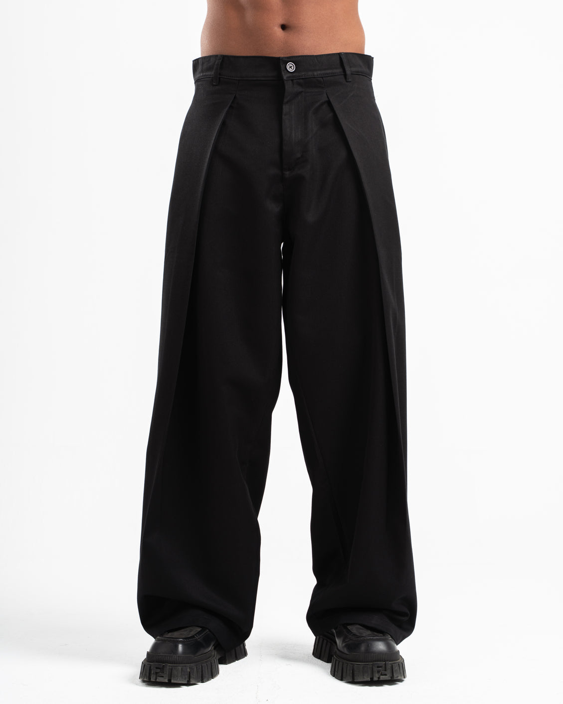 Black Wide Leg Pleated Pants