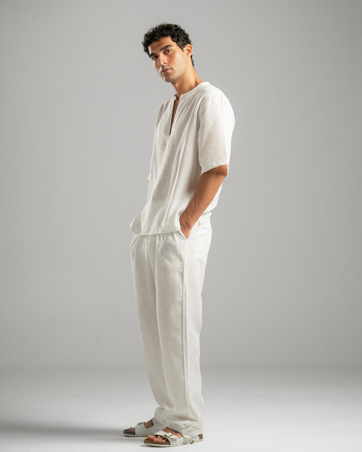 Men Linen Pants in White