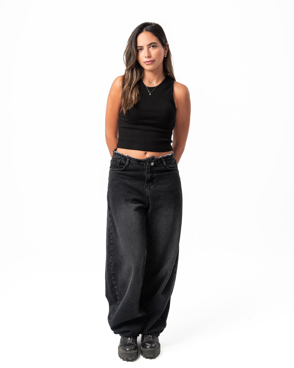 No Waist Jeans in Black Wash