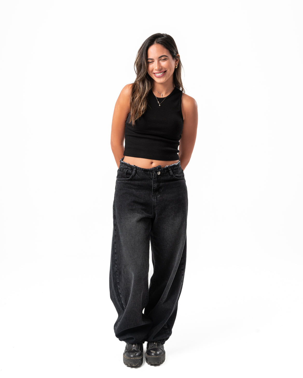 No Waist Jeans in Black Wash