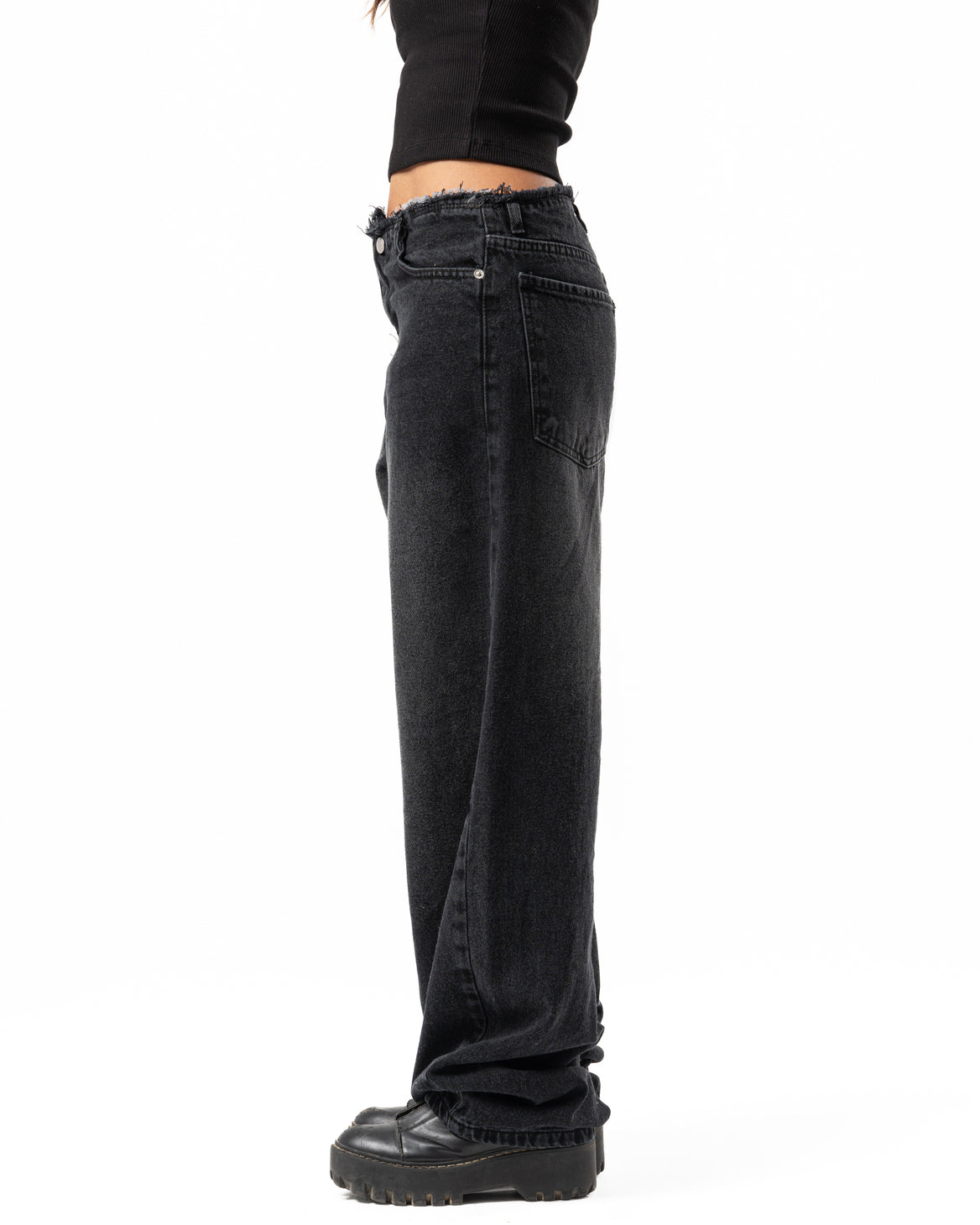No Waist Jeans in Black Wash