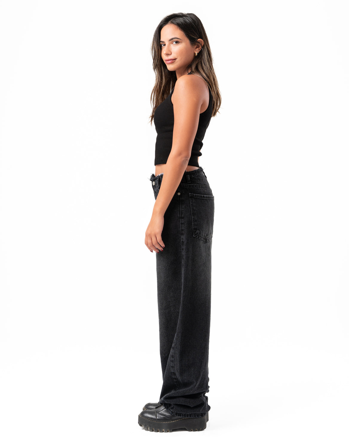 No Waist Jeans in Black Wash