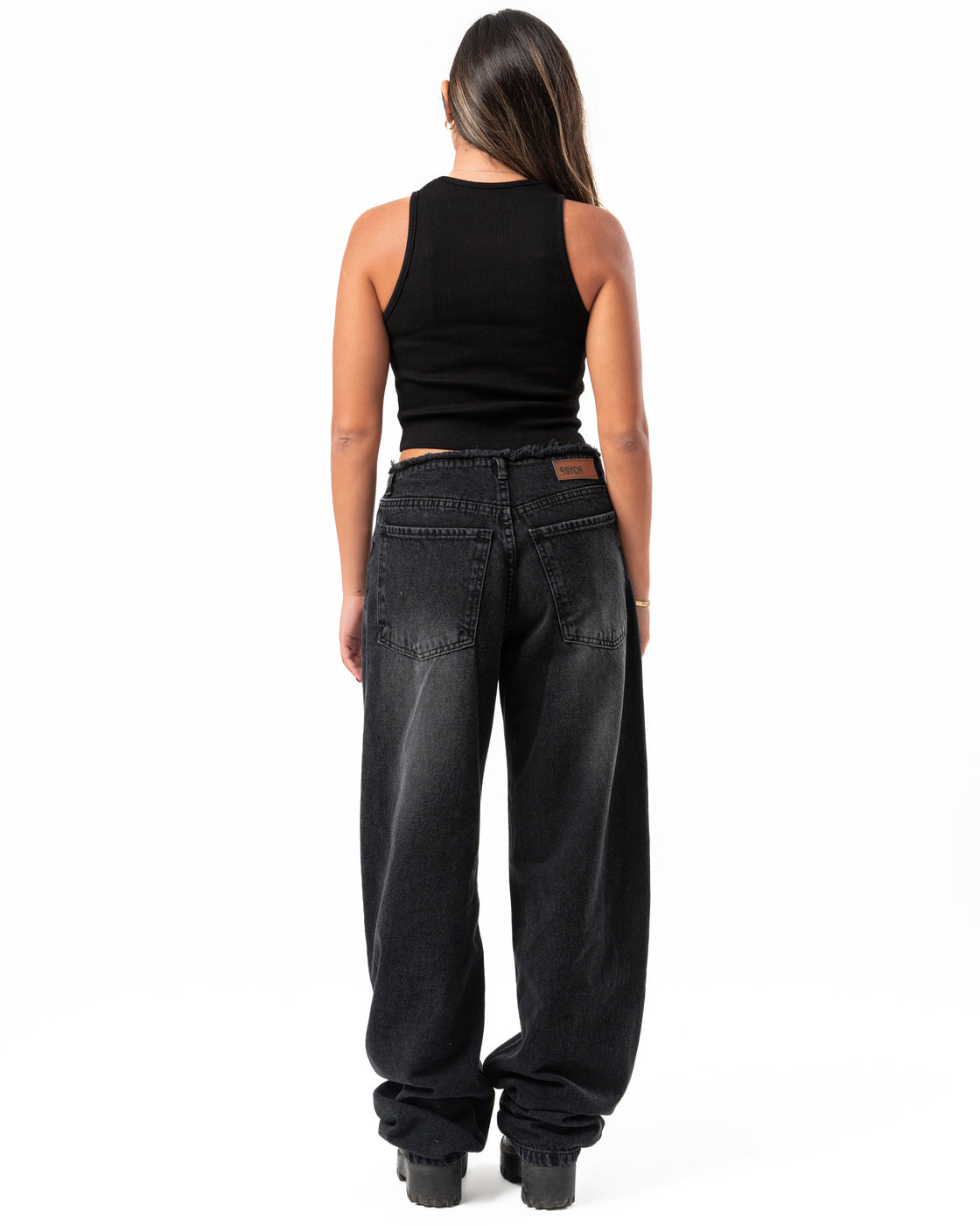 No Waist Jeans in Black Wash