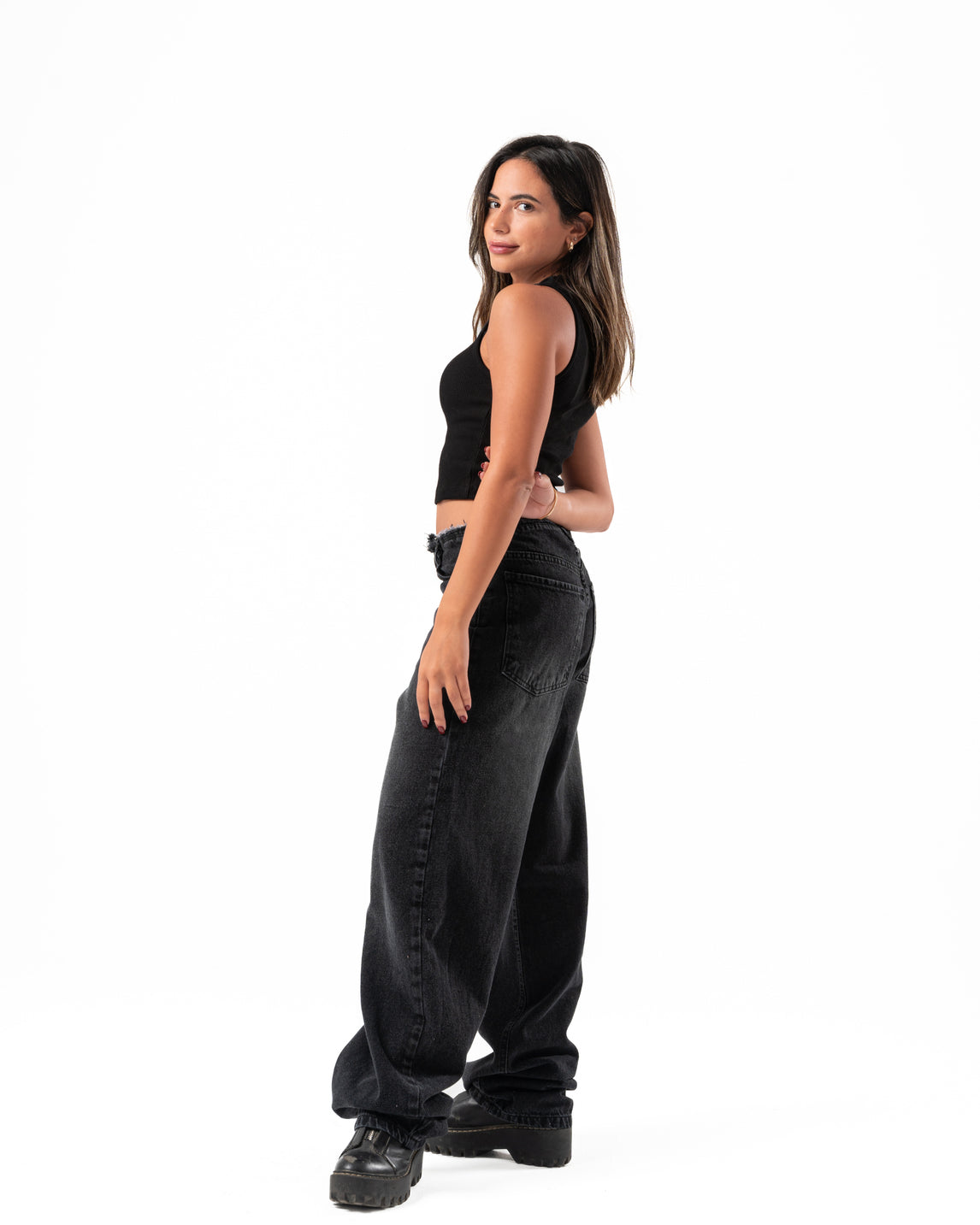 No Waist Jeans in Black Wash