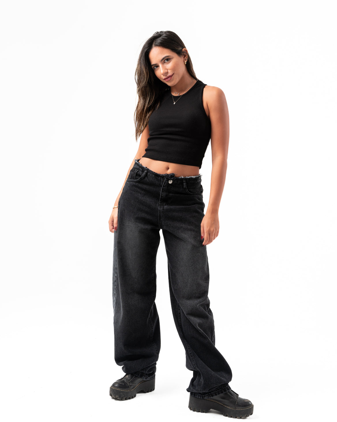 No Waist Jeans in Black Wash