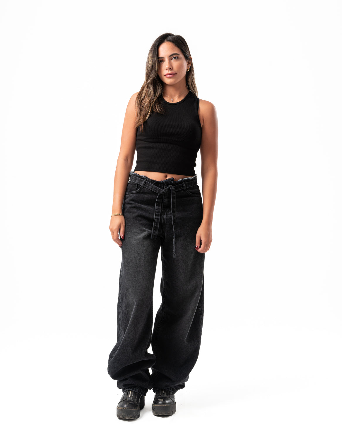 No Waist Jeans in Black Wash