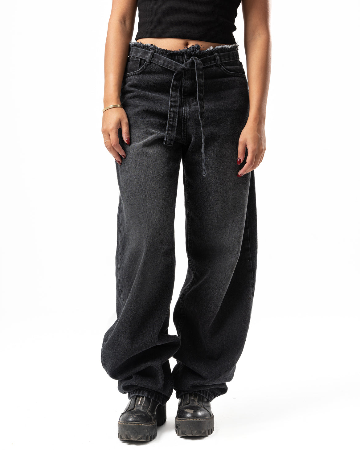 No Waist Jeans in Black Wash