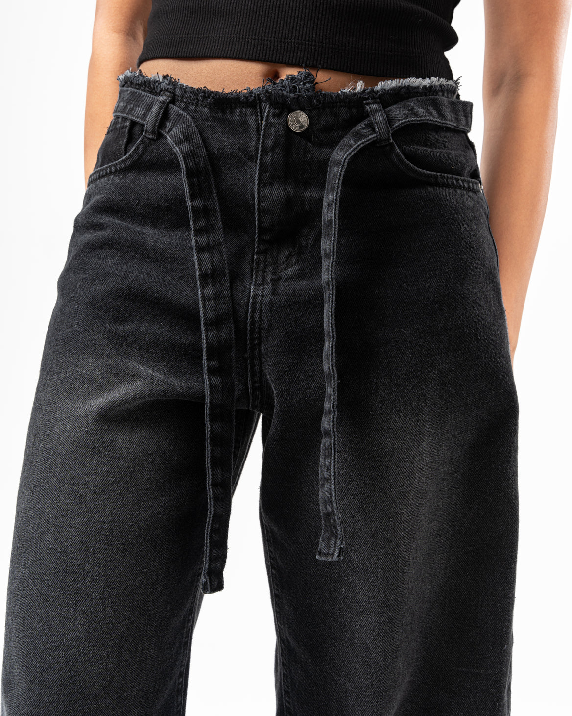 No Waist Jeans in Black Wash