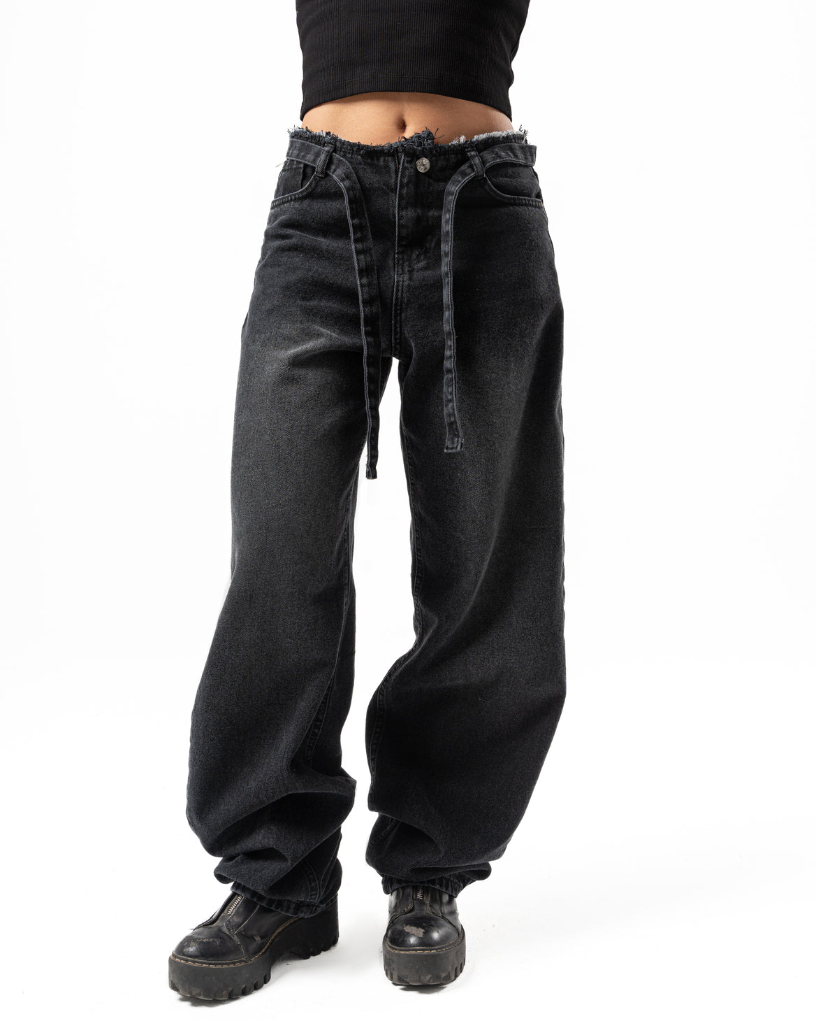 No Waist Jeans in Black Wash